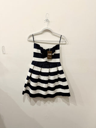 Sans Souci strapless textured striped mini dress, S