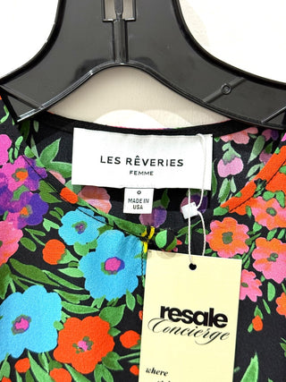 Les reveries floral pattern silk maxi dress with cape, 0