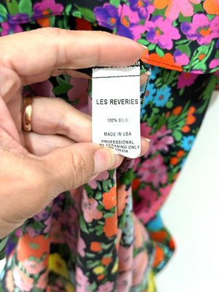 Les reveries floral pattern silk maxi dress with cape, 0