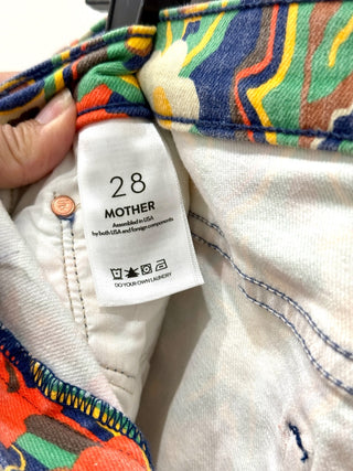 Mother The Insider Flood Floral Print Straight Jeans Cosmic Blooms Womens Sze 28