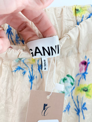 Ganni crinkle print midi skirt scallop finish, M