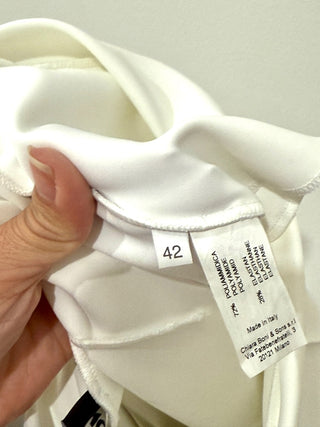 Chiara Boni Nuccia Pull On Straight Ankle Pants White Women's Size 42 IT / 6 US