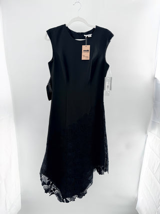 Kay Unger Sleeveless Lace Embellished High Low Midi Dress Black Women's Size 8
