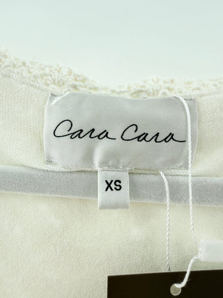 Cara Cara Crotchet midi dress with floral print, textured wave3 knit & scalloped trim, xs