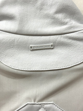 Blanc Noir Quilted Leather & Mesh Full Zip Moto Jacket White Women's Size Small