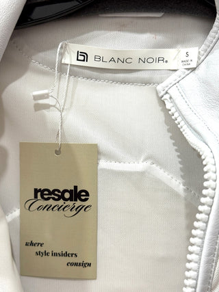 Blanc Noir Quilted Leather & Mesh Full Zip Moto Jacket White Women's Size Small