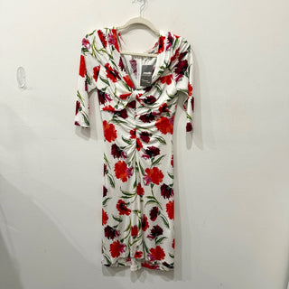 Diane von Furstenberg Jim Floral Jersey Knee Length Sheath Dress White/Red S