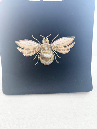 Tiana rectangular velvet bee embellished bag