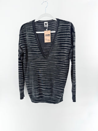 Missoni knit V neck long sleeve sweater top, L