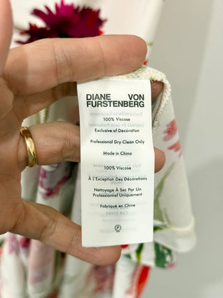 Diane von Furstenberg Jim Floral Jersey Knee Length Sheath Dress White/Red S