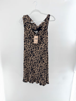 Reformation Kristine Leopard Print Sleeveless Cowl Neck Mini Dress Brown Women 8