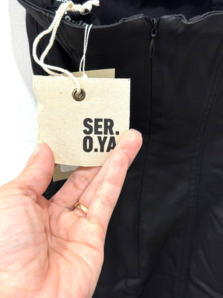 Ser.O.Ya. adalaide coated denim strapless maxi dress bodycon, XXS