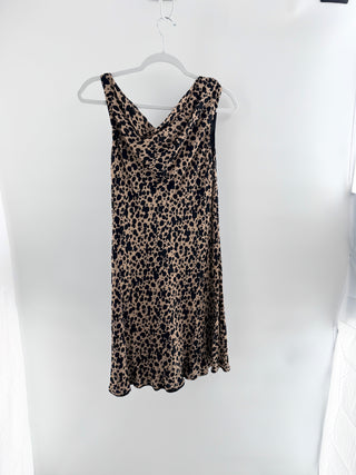 Reformation Kristine Leopard Print Sleeveless Cowl Neck Mini Dress Brown Women 8