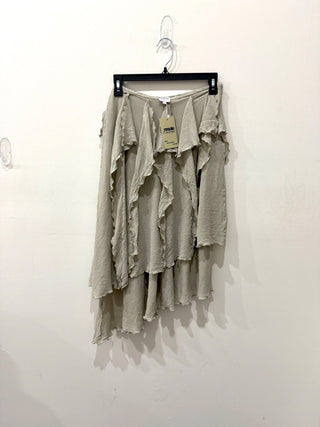 Armani Collezioni Distressed Ruffle Midi Asymmetric Skirt Gray Women's Size 8