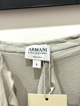 Armani Collezioni Distressed Ruffle Midi Asymmetric Skirt Gray Women's Size 8