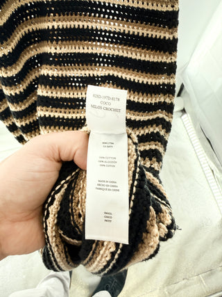 Rails Crochet midi dress with striped pattern & square pattern waist, s