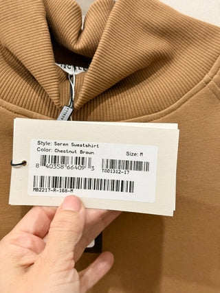 NWT Marcella Soren Long Sleeve Mock Neck Sweatshirt Chestnut Brown Womens Size M