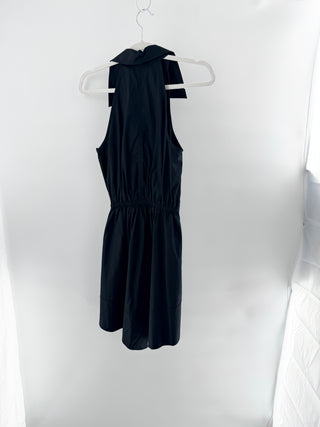 NWT A.L.C. Aria Poplin Sleeveless Collared Asymmetric Mini Shirt Dress Black 8