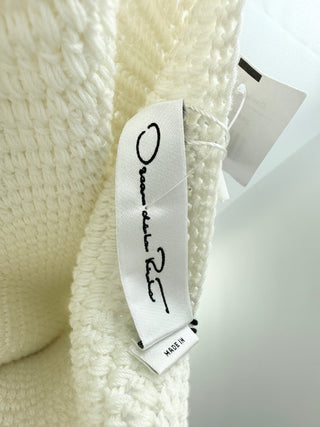 Oscar de la Renta Crochet maxi dress with halter neckline & oversized floral floral appliques, M
