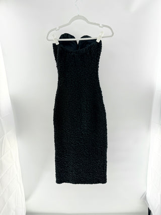 Mara Hoffman strapless textured midi dress with oversized rosette bust detailing, s