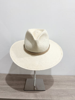 Janessa Leone classic straw fedora-style hat crafted from 100% natural straw, Small