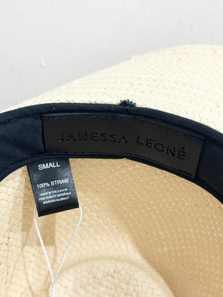 Janessa Leone classic straw fedora-style hat crafted from 100% natural straw, Small