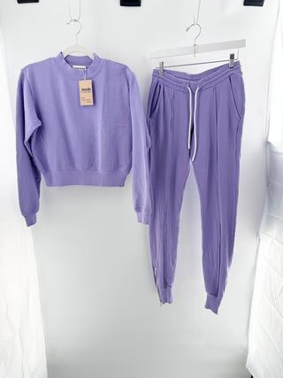 cotton citizen loungewear set featuring crewneck sweatshirt and matching high-rise sweatpants with tapered leg crafted in premium cotton fabric, XS