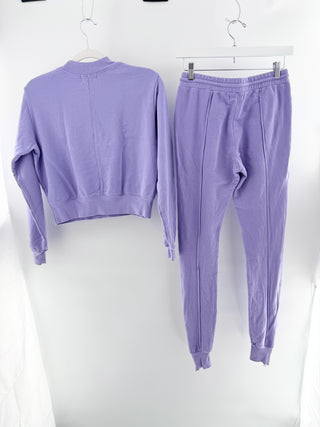 cotton citizen loungewear set featuring crewneck sweatshirt and matching high-rise sweatpants with tapered leg crafted in premium cotton fabric, XS
