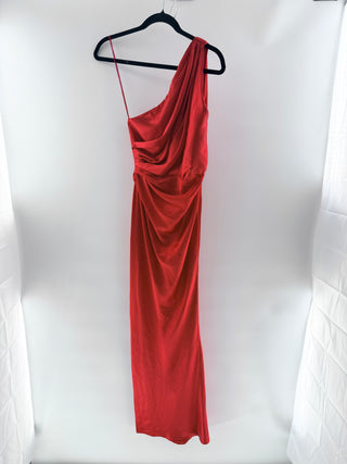 The sei asymmetrical long silk dress ruched, 0