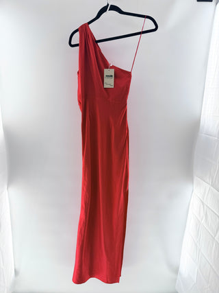 The sei asymmetrical long silk dress ruched, 0