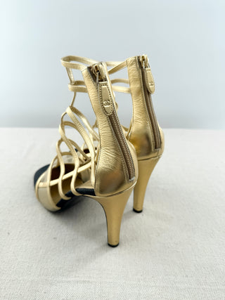 Chanel metallic leather cage ankle booties, 41