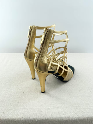 Chanel metallic leather cage ankle booties, 41