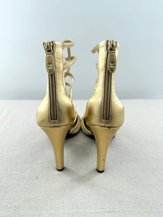 Chanel metallic leather cage ankle booties, 41