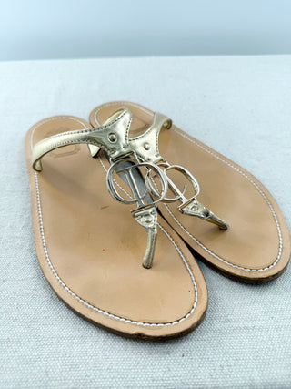 Dior flat leather thong sandals with CD logo, 40