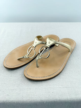 Dior flat leather thong sandals with CD logo, 40