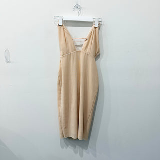 Bec + Bridge Sleeveless Plunging V-Neck Midi Dress with Tie Back Beige Women's 2