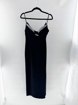 Galvan London bodycon maxi dress with rhinestone details, US 4