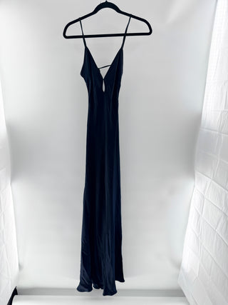 Bec + Bridge satin long dress sleeveless with cut out, US 2