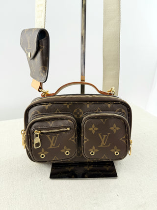 Louis Vuitton utility monogram bag with long strap