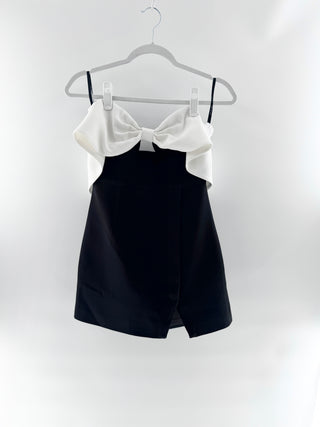 Self Portrait off shoulder two tone mini dress, US 2