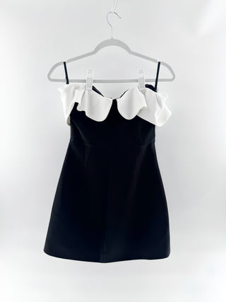 Self Portrait off shoulder two tone mini dress, US 2