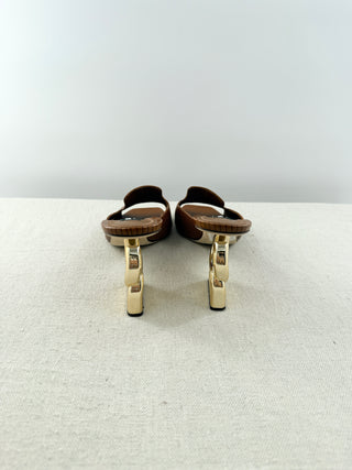 Dolce and Gabbana iguana print mules with DG heel, 40.5