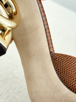 Dolce and Gabbana iguana print mules with DG heel, 40.5