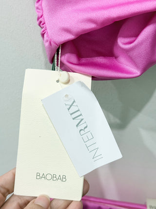 Baobab vibrant two-piece bikini featuring asymmetrical one-shoulder top with classic-cut bottom, L