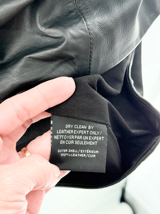LAMARQUE Corey Lamb Leather Asymmetric One Shoulder Mini Dress Black Women's XS