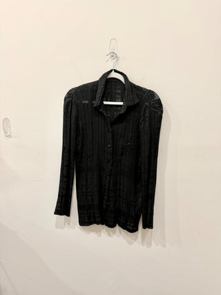 Issey Miyake button down shirt textured pattern plisse, L
