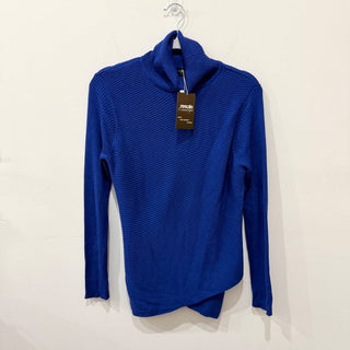 Tahari Long Sleeve Ribbed Turtleneck Pullover Sweater Blue Women's Size Medium