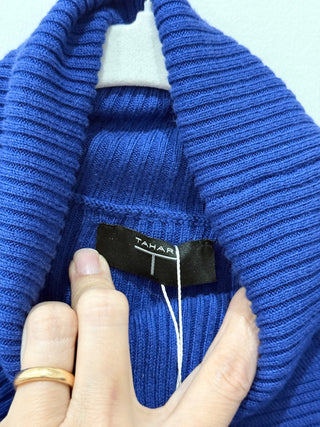Tahari Long Sleeve Ribbed Turtleneck Pullover Sweater Blue Women's Size Medium
