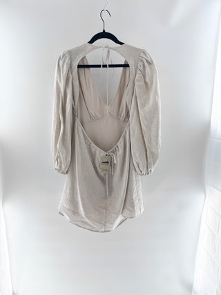 Dissh linen short cut out mini dress, US 4