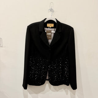 Bergamo by EBI Crystal-Embellished Single-Breasted Blazer Black Women's Size 8
